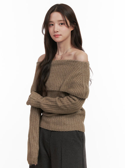 elegant-off-shoulder-sweater-ij510 / Dark brown