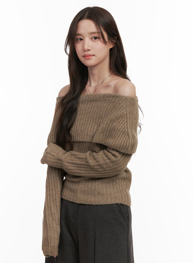 elegant-off-shoulder-sweater-ij510 / Dark brown