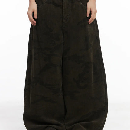 willow-camo-wide-pants-cj512 / Dark brown