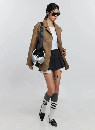 matte-faux-leather-jacket-is516 / Dark brown