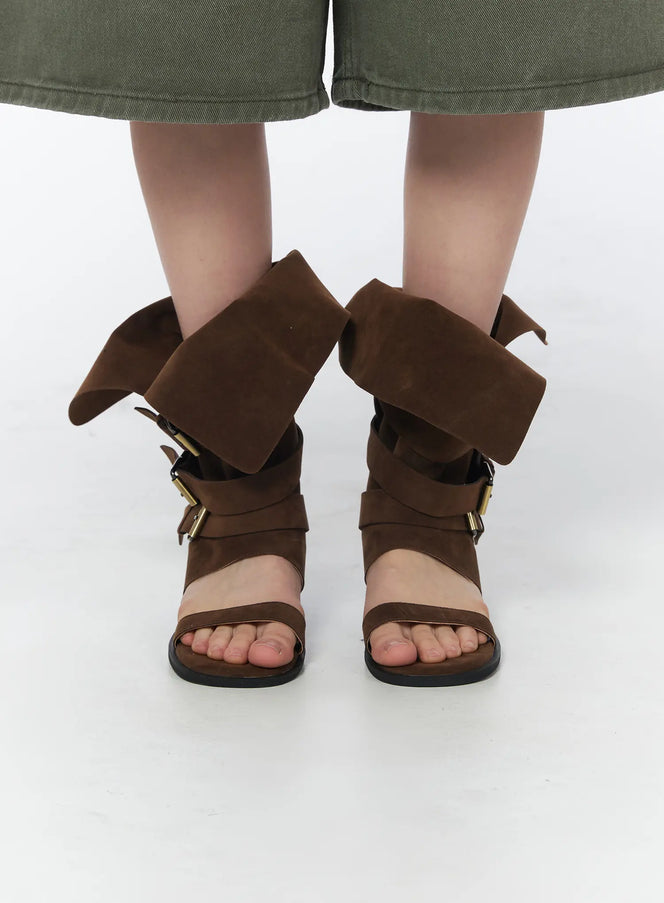 vintage-buckle-strap-sandals-cy508 / Dark brown