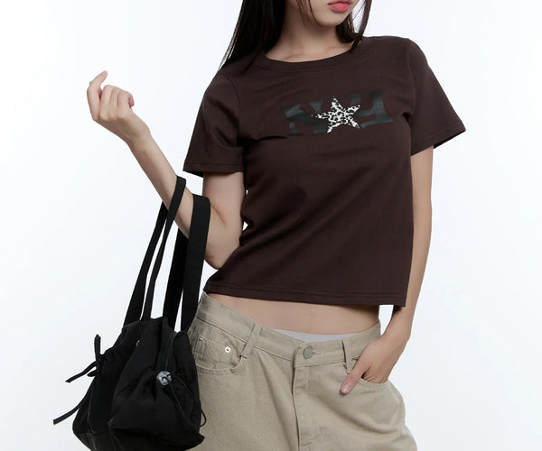 Graphic Crop Tee CU526 - Acubi style | LEWKIN