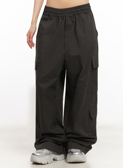 cargo-baggy-windbreaker-pants-iy502 / Dark gray