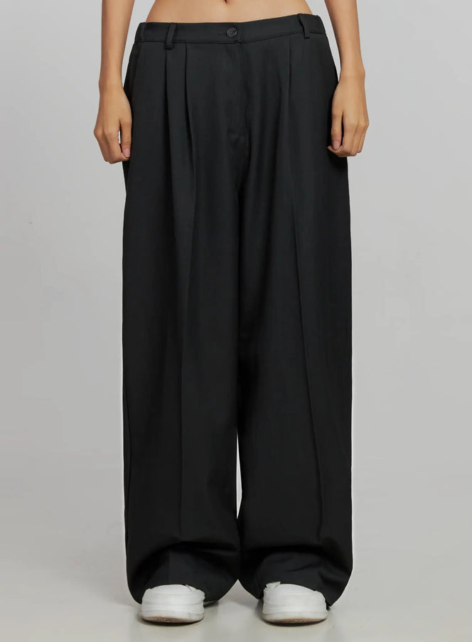 relaxed-fit-wide-leg-trousers-ij502 / Dark gray