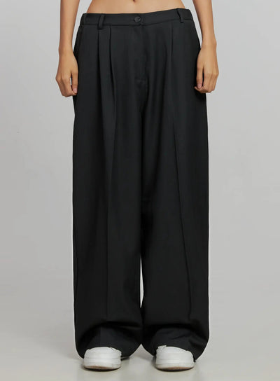 relaxed-fit-wide-leg-trousers-ij502 / Dark gray