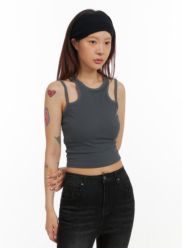 slim-crop-tank-top-iy410 / Dark gray