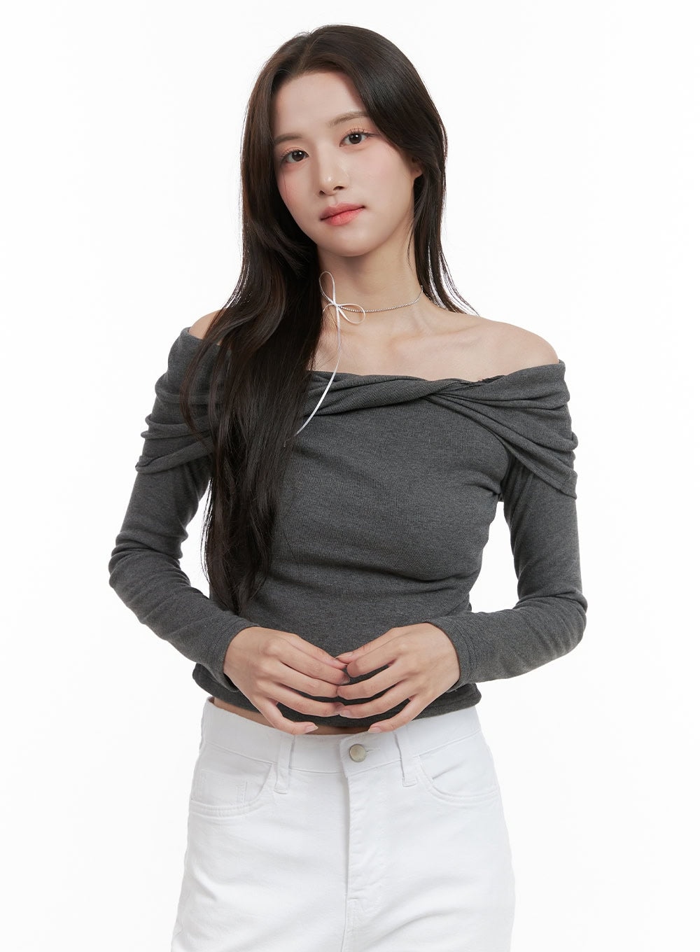 Twisty Off Shoulder Crop Top OG412 - Main Image