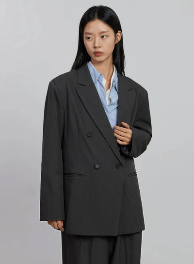 double-button-oversized-blazer-id516 / Dark gray