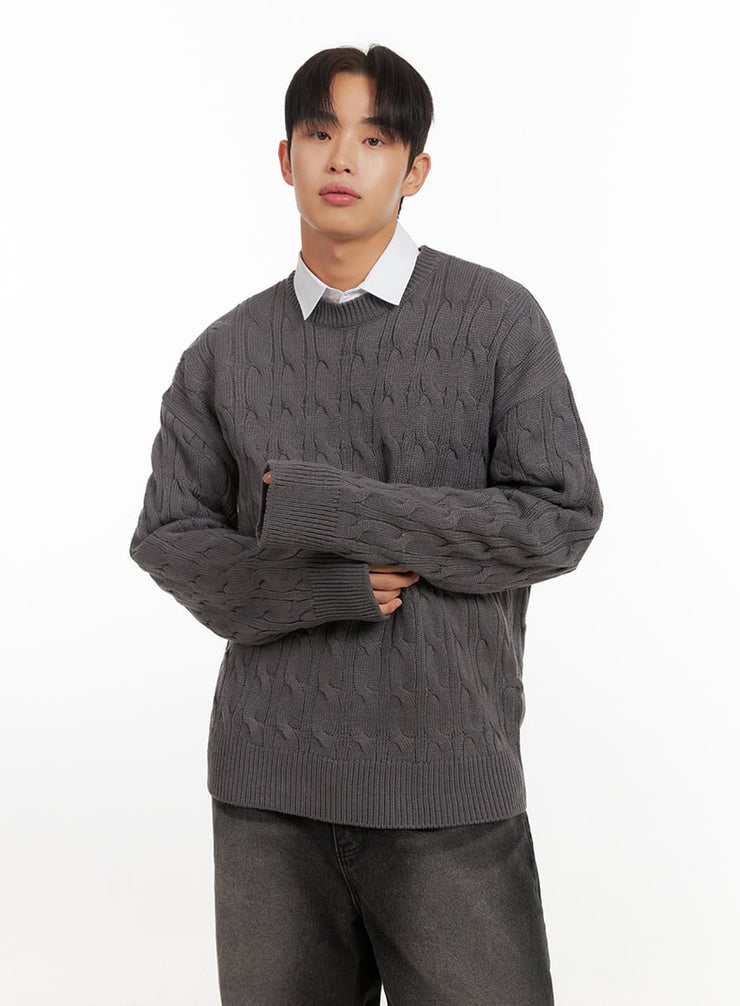 mens-oversized-cable-knit-sweater-id406 / Dark gray