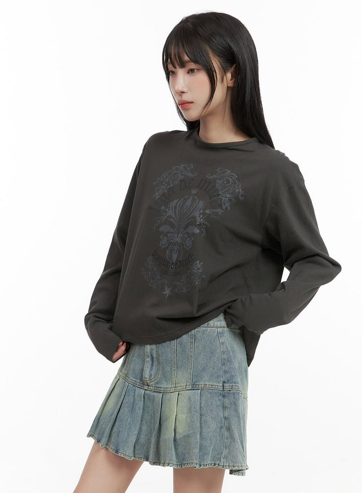 oversized-graphic-cotton-long-sleeve-cs403 / Dark gray