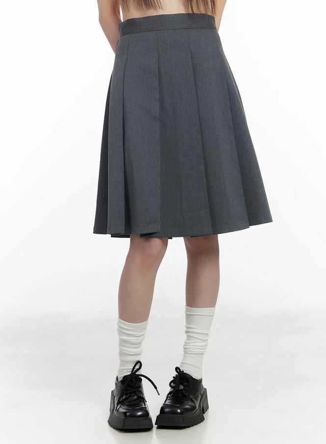 high-waist-pleated-midi-skirt-cm525 / Dark gray