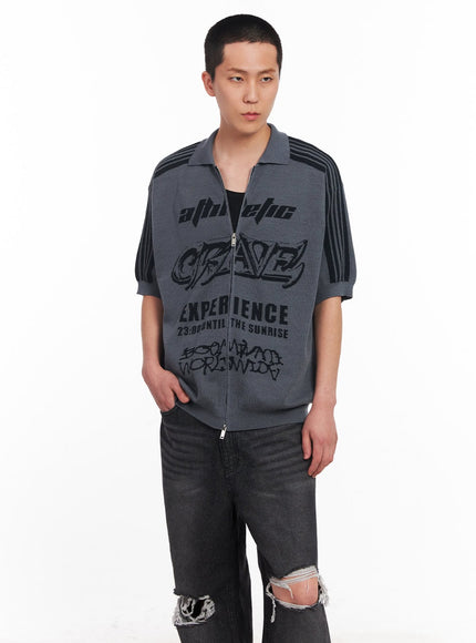 men-s-street-collared-zip-up-top-iu503 / Dark gray