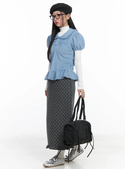 polka-dot-frill-maxi-skirt-cd529 / Dark gray