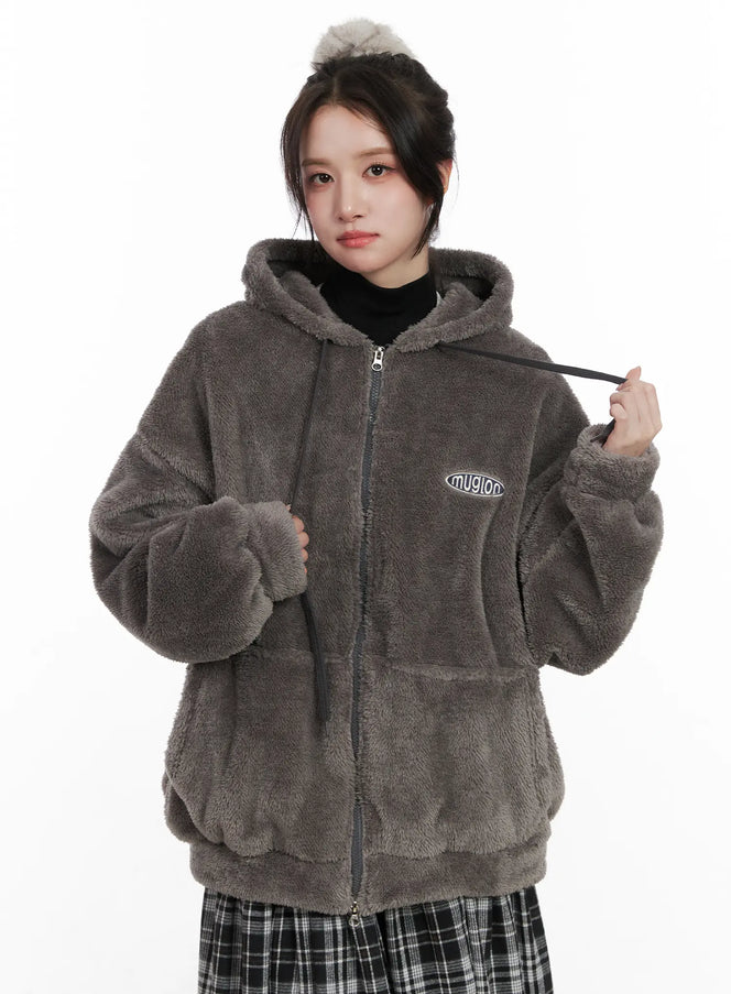 cozy-fleece-zip-up-hoodie-cn527 / Dark gray