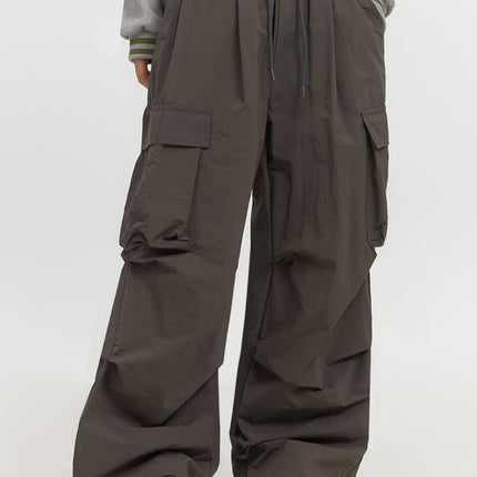 pocketed-wide-leg-cargo-pants-if510 / Dark gray