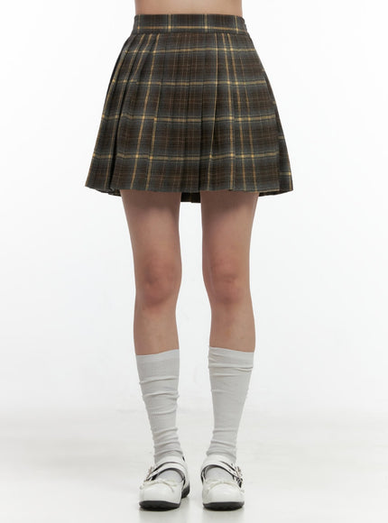 tartan-pleated-mini-skirt-oo421 / Dark gray