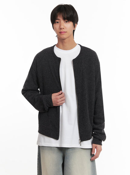 mens-cozy-zip-up-cardigan-ia511 / Dark gray