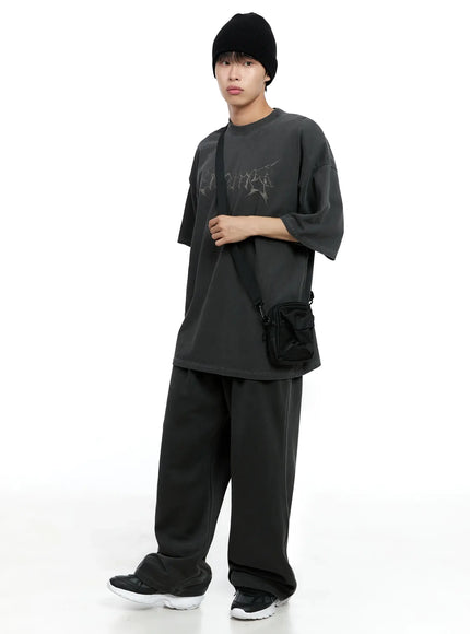 mens-oversized-text-graphic-tee-ig520 / Dark gray