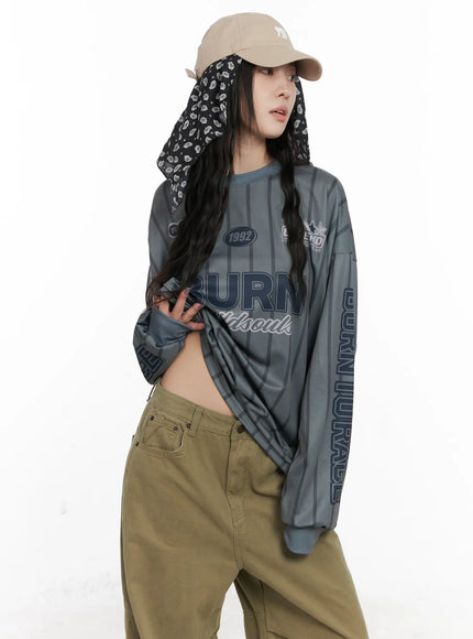 graphic-oversized-long-sleeve-top-cn513 / Dark gray
