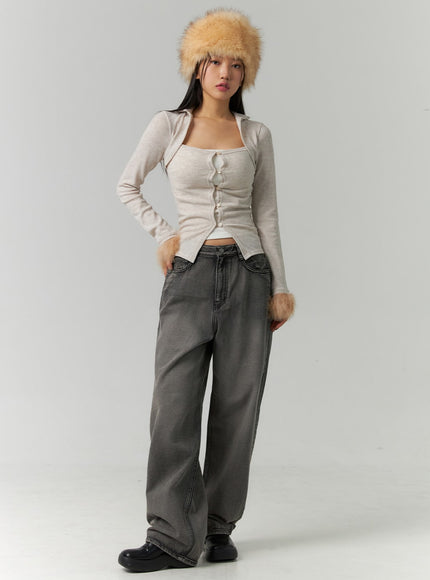 straight-leg-gray-jeans-cn324 / Dark gray