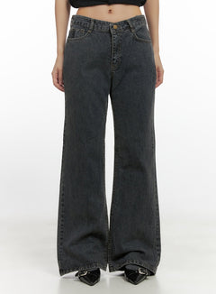 trina-washed-cotton-flared-jeans-cn419 / Dark gray