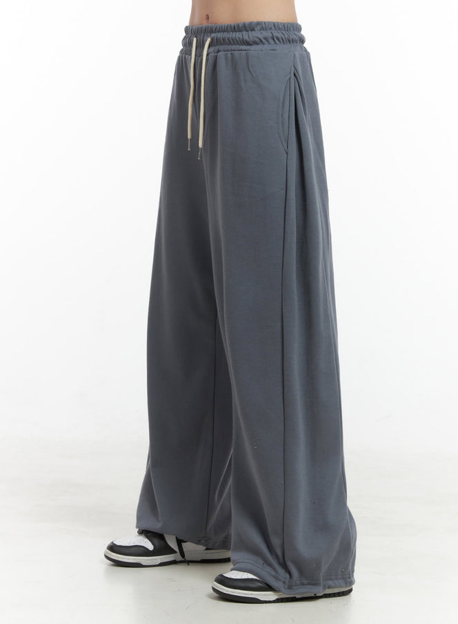 comfy-banded-wide-leg-sweatpants-os409 / Dark gray