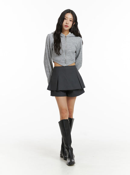 mid-waist-pleated-skort-cj409 / Dark gray
