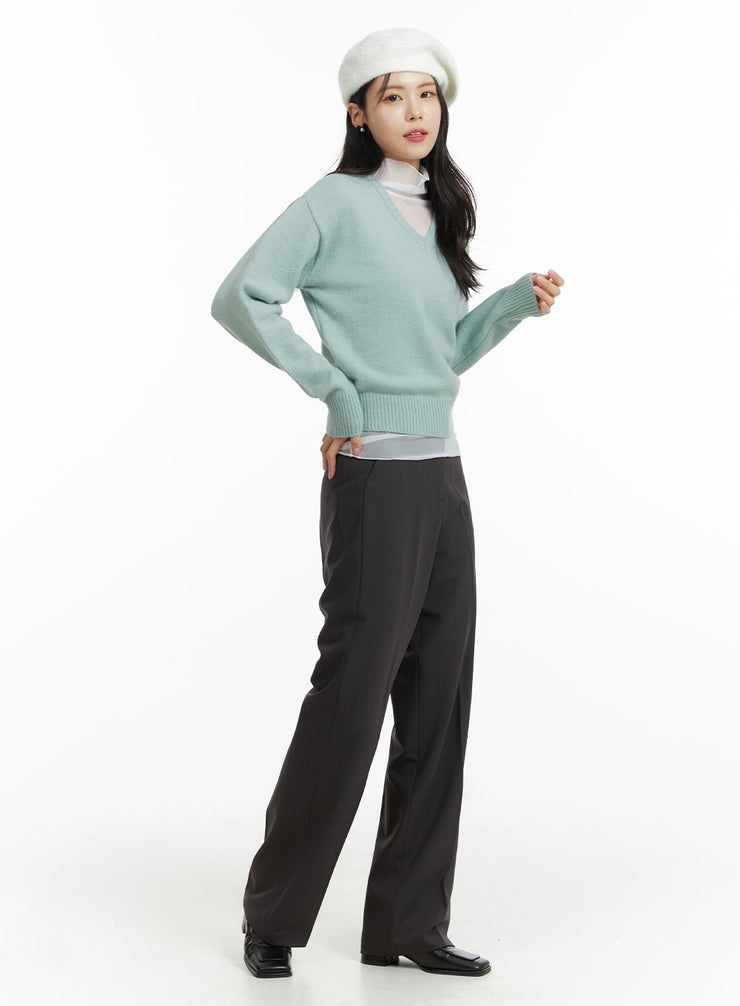 basic-straight-leg-tailored-pants-of408 / Dark gray