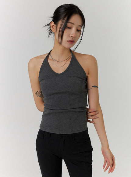 halter-sleeveless-top-cd311 / Dark gray