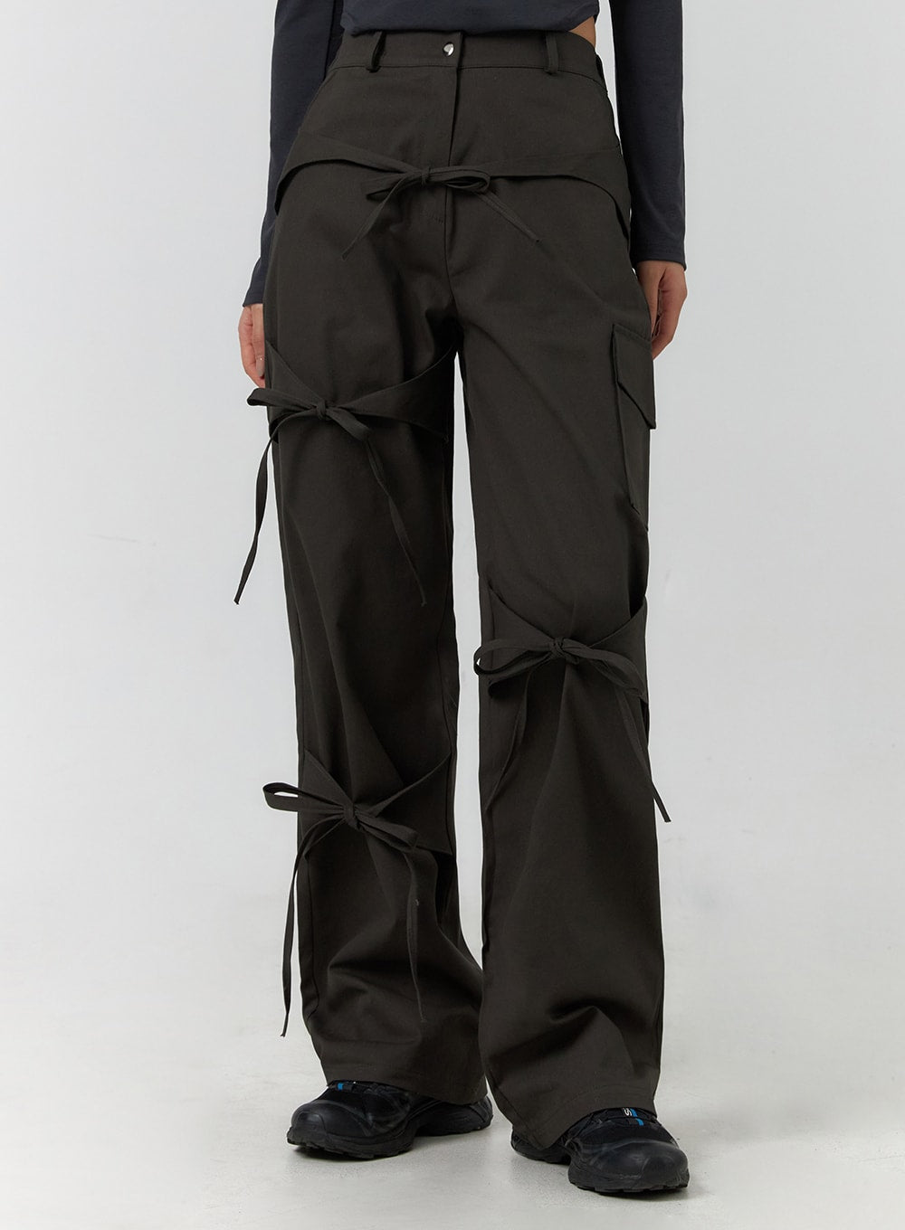 Ribbon Detail Cargo Pants CF401 - Acubi style | LEWKIN