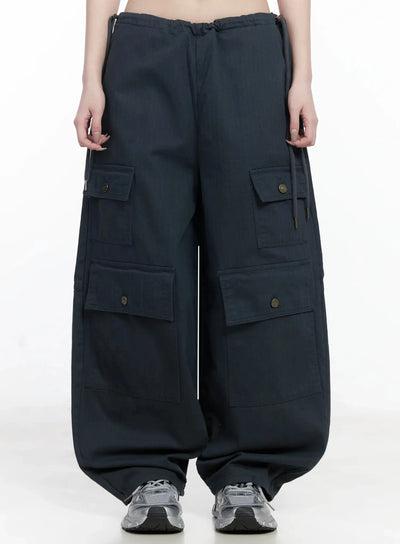 wide-leg-cargo-pants-ij528 / Dark gray
