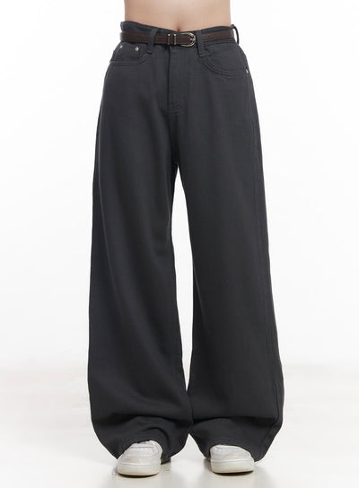 essential-cotton-wide-leg-pants-cy526 / Dark gray