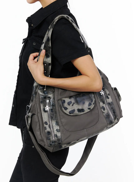 leopard-print-two-way-shoulder-bag-cu515 / Dark gray