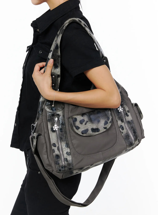 leopard-print-two-way-shoulder-bag-cu515 / Dark gray