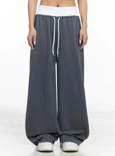 layered-wide-leg-sweatpants-iy504 / Dark gray