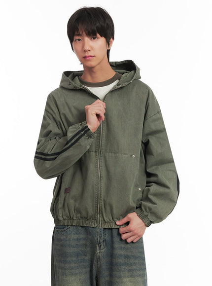 mens-urban-zip-up-hooded-track-jacket-ia511 / Dark green