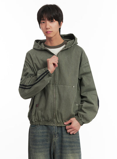 mens-urban-zip-up-hooded-track-jacket-ia511 / Dark green