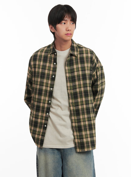 mens-checkered-collared-shirt-ia511 / Dark green