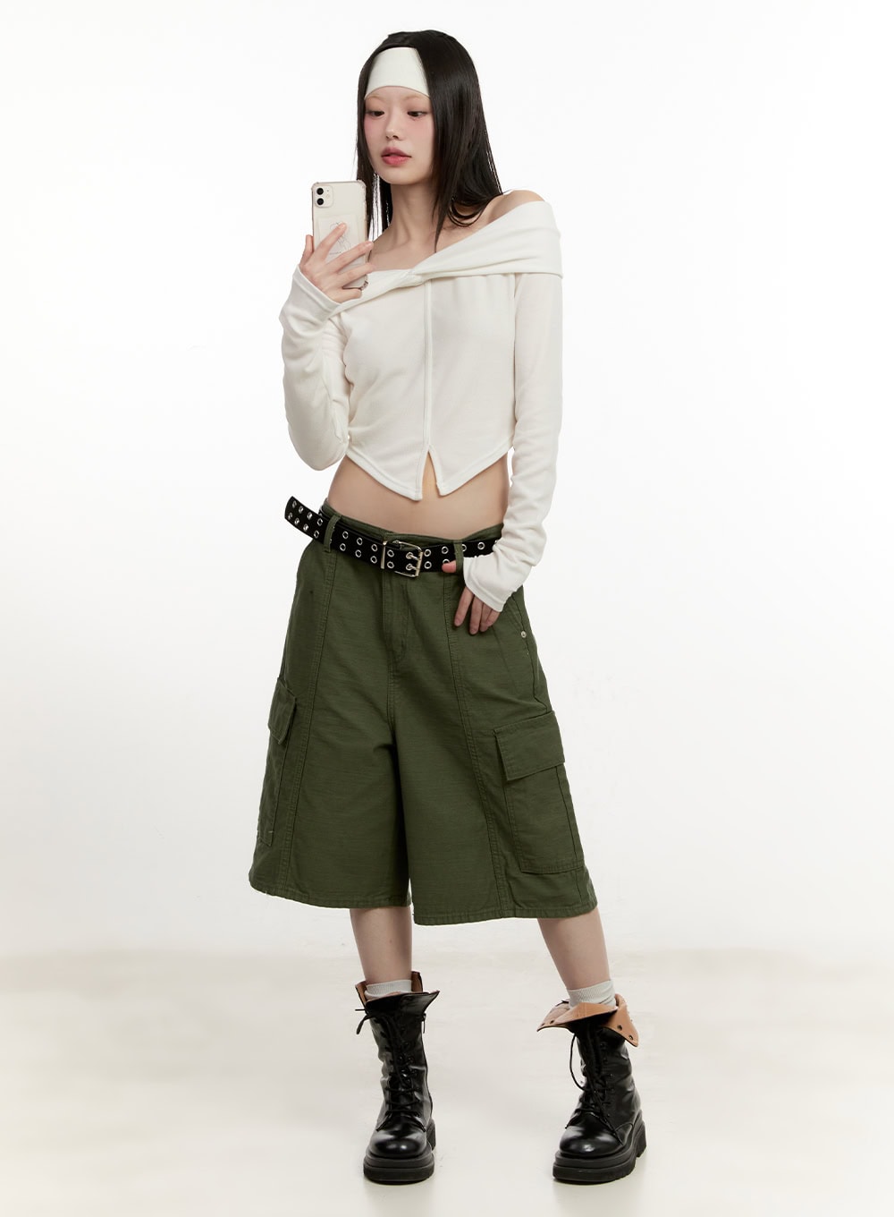 Solid-Color Cargo Shorts CM514 by Lewkin