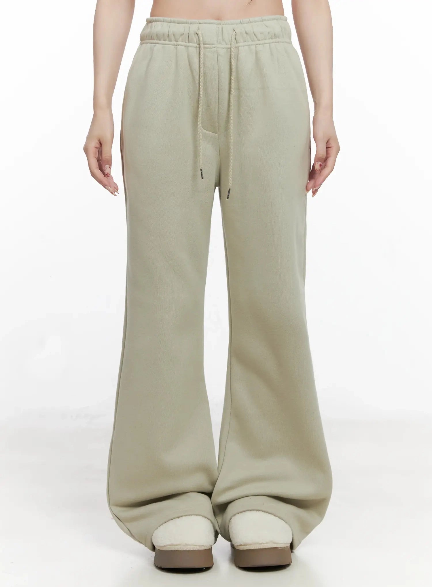 lucky-fleece-wide-leg-sweatpants-in514 / Dark green