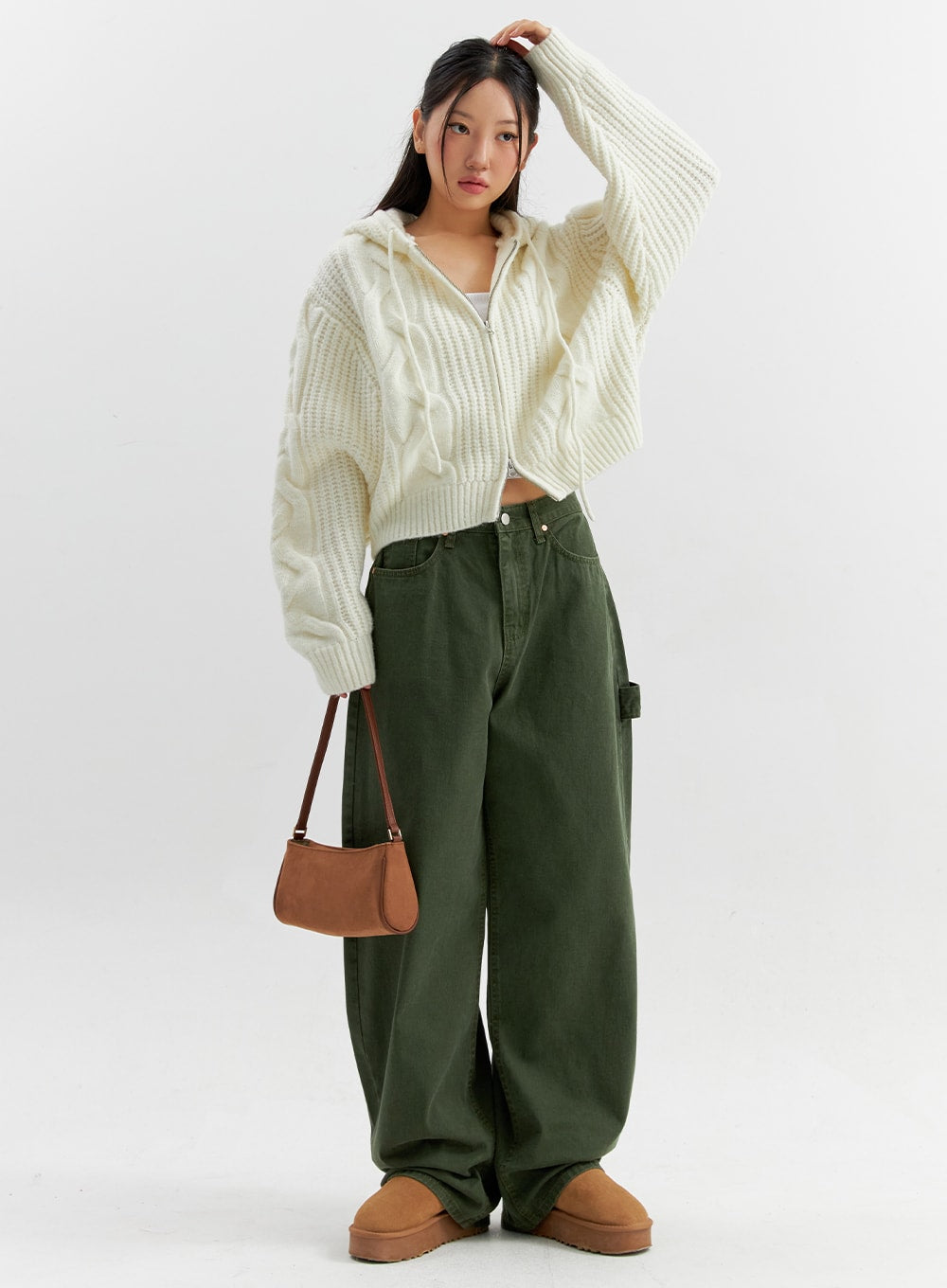 cotton-wide-pants-co306 / Dark green