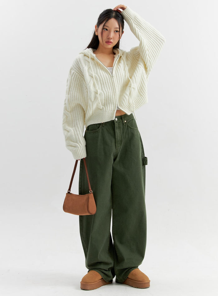 LA Hearts Bailey Cable Knit Cropped Sweater