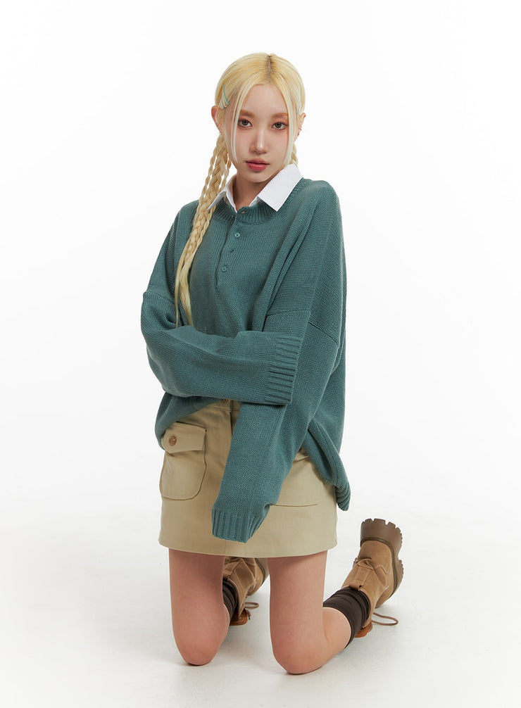 oversized-knit-sweater-if408 / Dark green