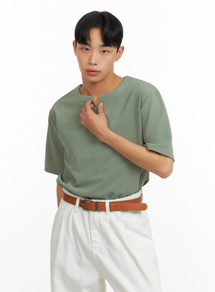 mens-solid-v-neck-t-shirt-iu414 / Dark green