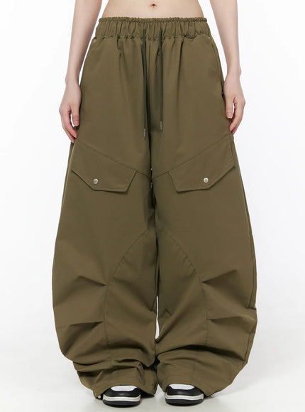 wide-leg-cargo-pants-cu519 / Dark green