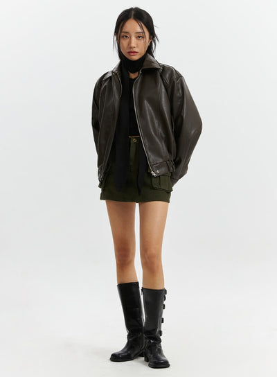 cargo-belted-mini-skirt-cd321 / Dark green