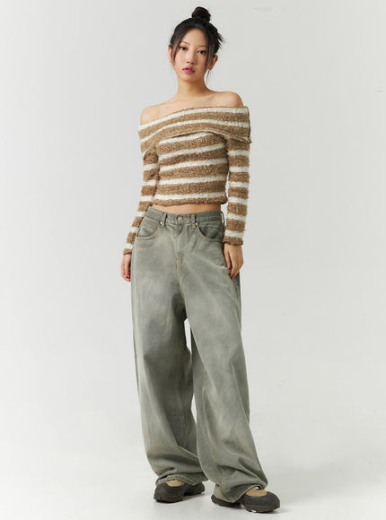 mid-rise-wide-leg-jeans-cd301 / Dark green