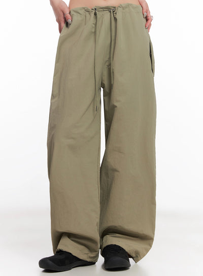 nylon-cargo-relaxed-fit-pants-ic503 / Dark green