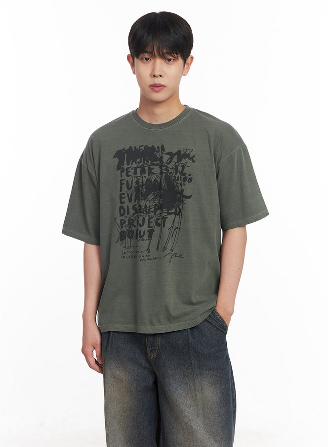 mens-cotton-bliss-graphic-t-shirt-iy522 / Dark green