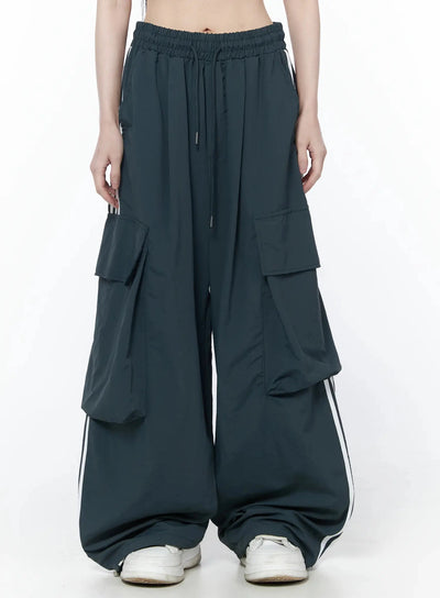nylon-cargo-track-pants-iu512 / Dark green
